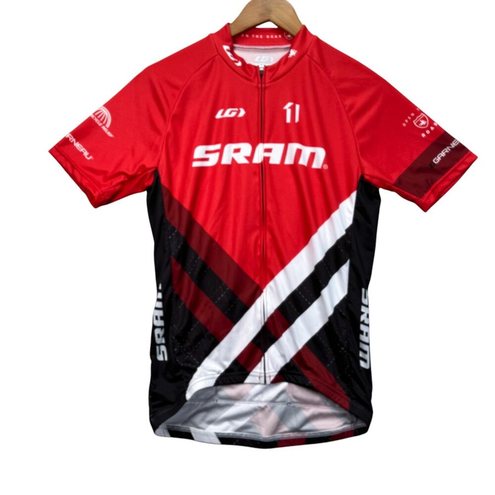 LG SRAM Zip Up Cycling Jersey Louis Garneau Bicycle Gear Open The Road M